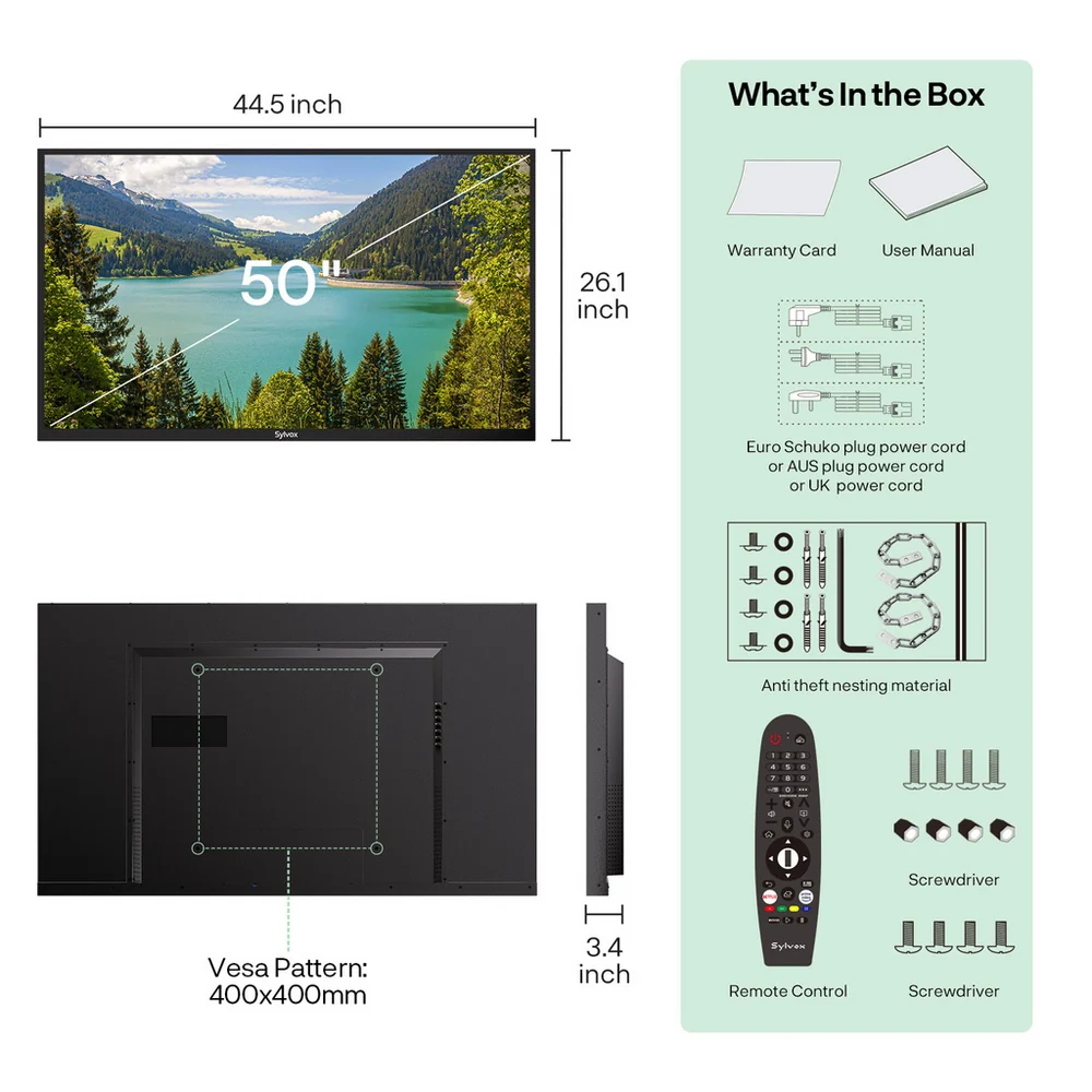 Sylvox OT50B1K4GC 50 Inch 4K Ultra HD LED Partial Sun Outdoor Smart TV - Image 10