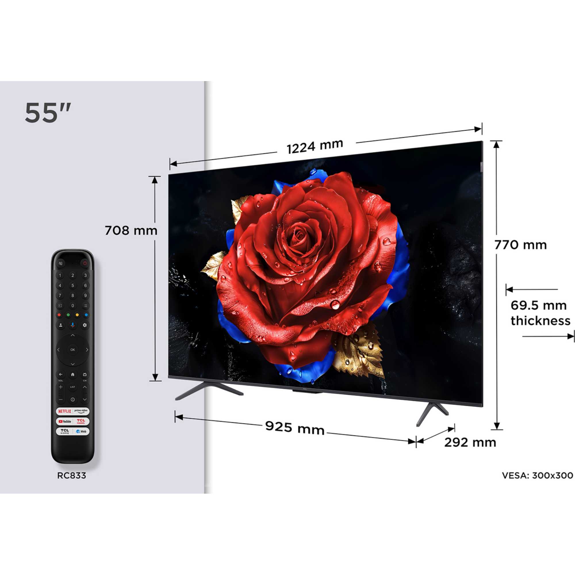 TCL 55T8C-UK 55 Inch T8C 4K QLED Ultra HD HDR Smart Google TV with 144Hz Motion Clarity Pro and Onkyo 2.1 sound - Image 6