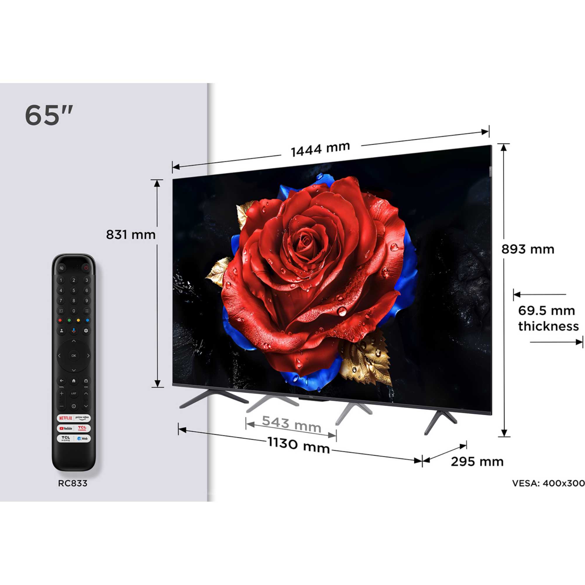 TCL 65T8C-UK 65 Inch T8C 4K QLED Ultra HD HDR Smart Google TV with 144Hz Motion Clarity Pro and Onkyo 2.1 sound - Image 5